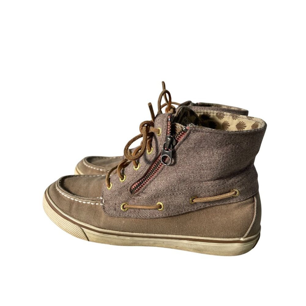 Sperry Top Sider Boots Size 8 Betty Zip Burnished Canvas Boot Round Toe Outdoor